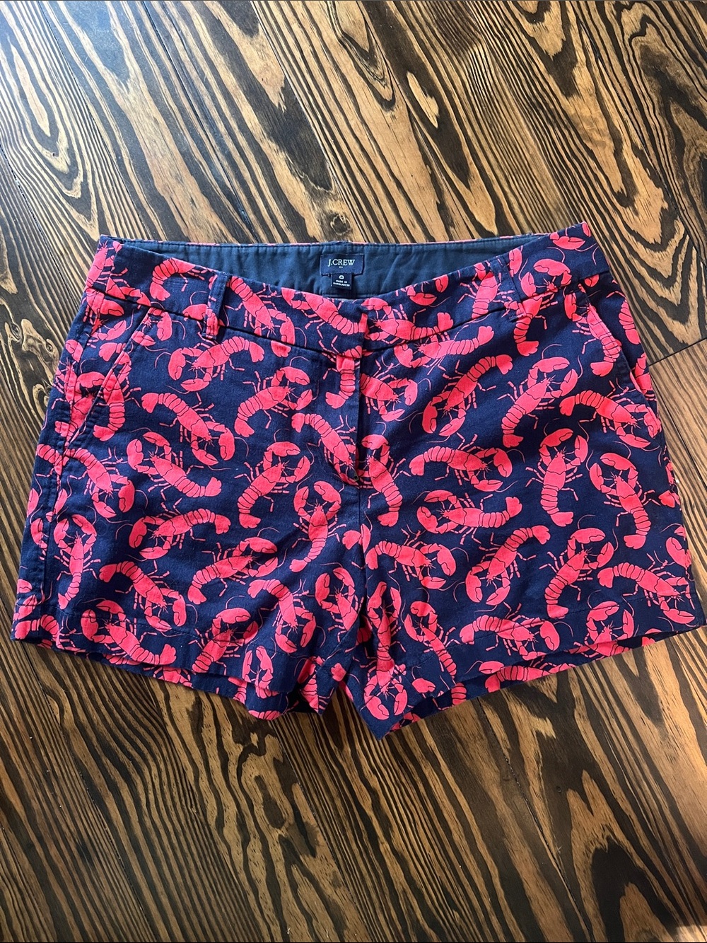J. Crew Navy Shorts with Pink Lobster Print
